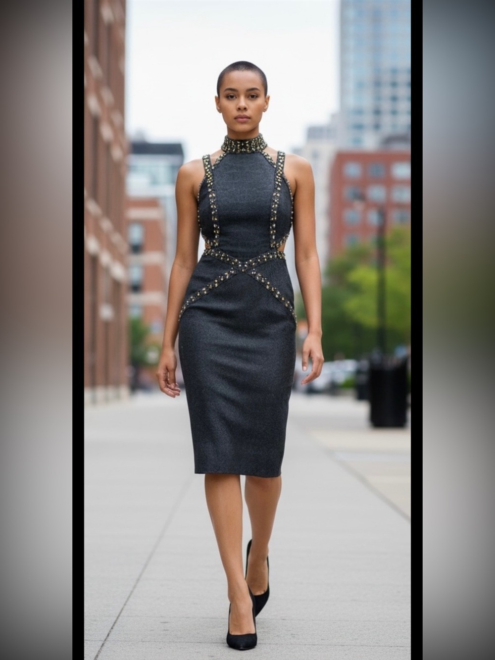 Herve Leger Embellished Metallic Blue Women's dress, size S, $8900